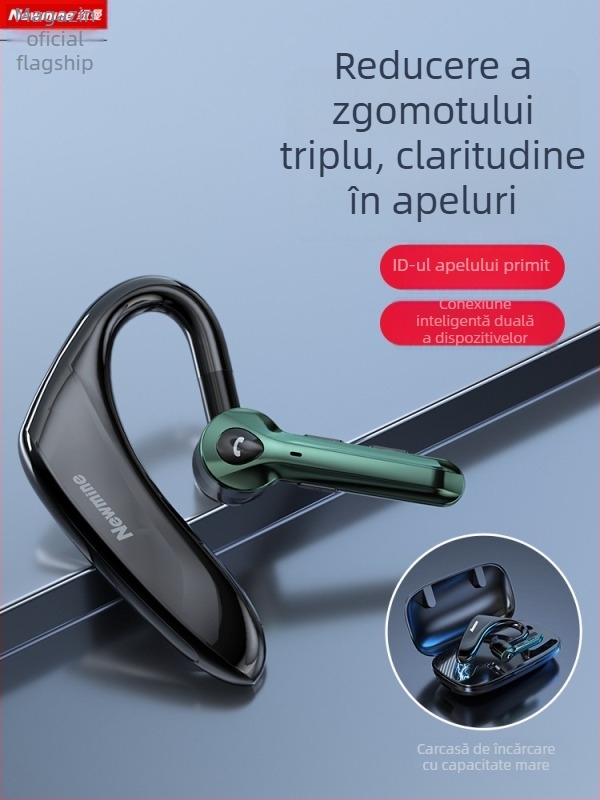 Căști Bluetooth fără fir, cu un singur difuzor pentru ureche, stil sport, pentru condus, reducere zgomot, autonomie ultra-lungă a bateriei