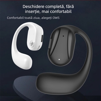 Cască Bluetooth wireless pentru un singur ureche, clip de ureche, montare pe ureche, Bluetooth 5.0, rază de 10 m, stil sport, autonomie 4–8 ore