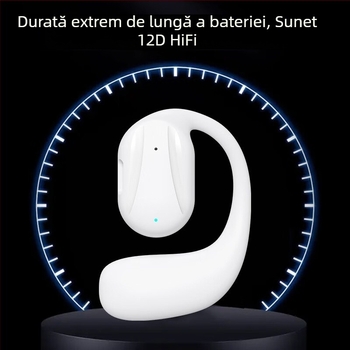 Cască Bluetooth wireless pentru un singur ureche, clip de ureche, montare pe ureche, Bluetooth 5.0, rază de 10 m, stil sport, autonomie 4–8 ore