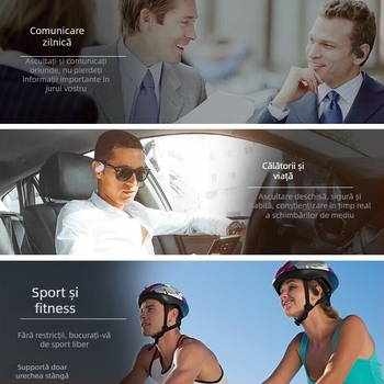 Cască Bluetooth wireless pentru un singur ureche, clip de ureche, montare pe ureche, Bluetooth 5.0, rază de 10 m, stil sport, autonomie 4–8 ore