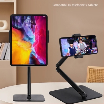 Suport metalic pentru telefon mobil și tabletă, universal, pentru filmare de sus, cu antișoc, design cantilever