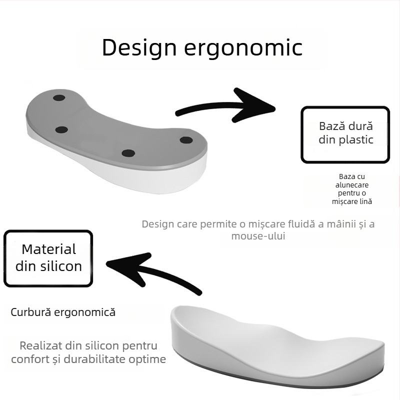 Padă de încheietură pentru birou – silicon, anti-alunecare, impermeabil, ușor de curățat; model Q8, aproximativ 40 g, cu o singură față