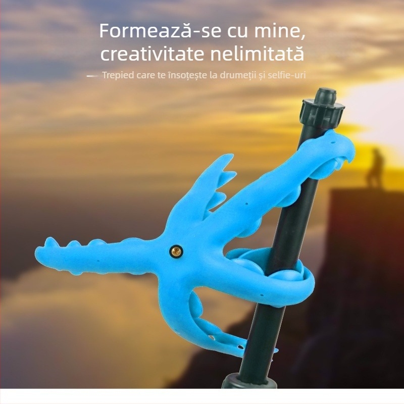 Suport pentru telefon cu ventuză în formă de caracatiță, cap sferic, 5 segmente, model SY0061, fibră de carbon, încărcare 2-5 kg