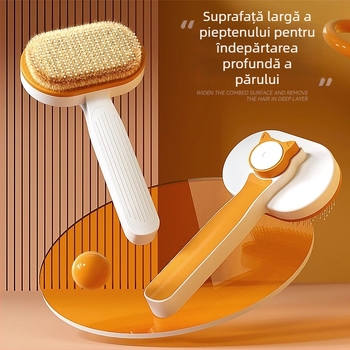 Pieptene de îngrijire pentru câini, din PP și oțel inoxidabil; Clasificare produs: pieptene-perie; destinat câinilor; Importat: Nu