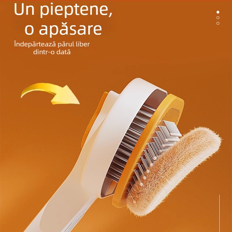 Pieptene de îngrijire pentru câini, din PP și oțel inoxidabil; Clasificare produs: pieptene-perie; destinat câinilor; Importat: Nu