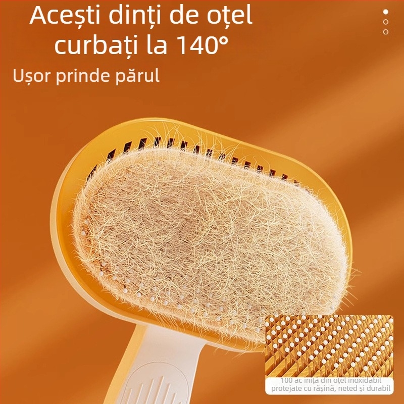 Pieptene de îngrijire pentru câini, din PP și oțel inoxidabil; Clasificare produs: pieptene-perie; destinat câinilor; Importat: Nu