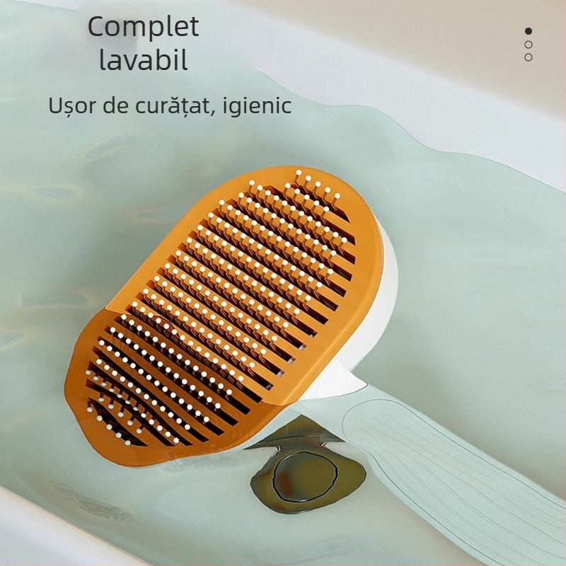 Pieptene de îngrijire pentru câini, din PP și oțel inoxidabil; Clasificare produs: pieptene-perie; destinat câinilor; Importat: Nu