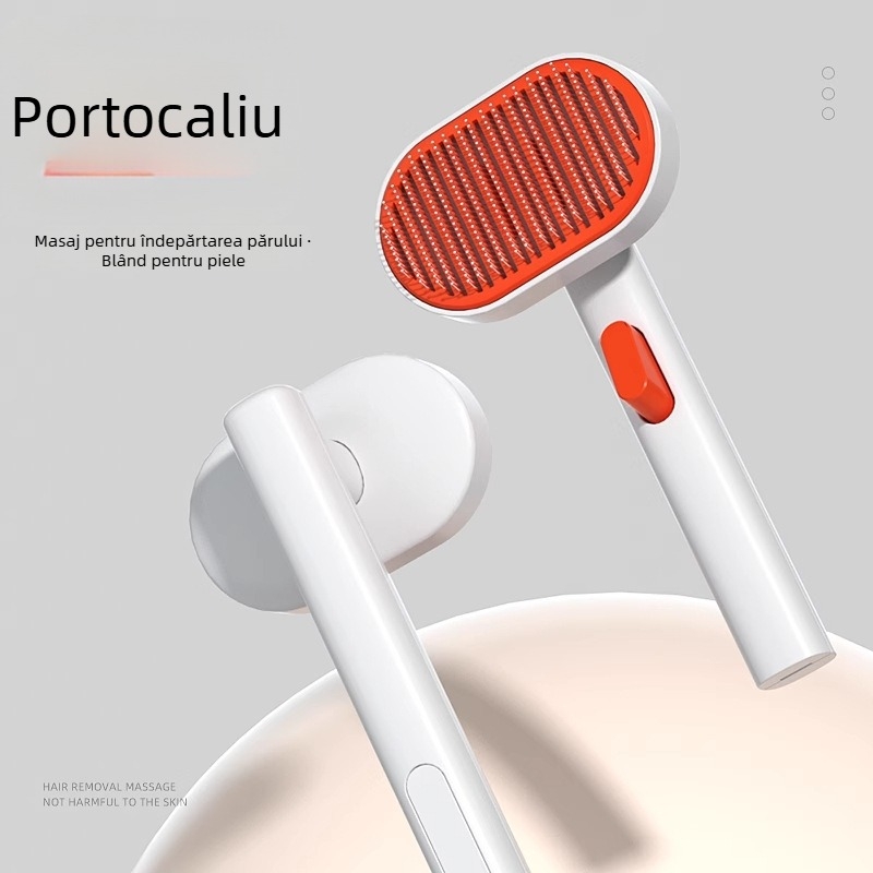 Pieptene de îngrijire pentru câini, din PP și oțel inoxidabil; Clasificare produs: pieptene-perie; destinat câinilor; Importat: Nu