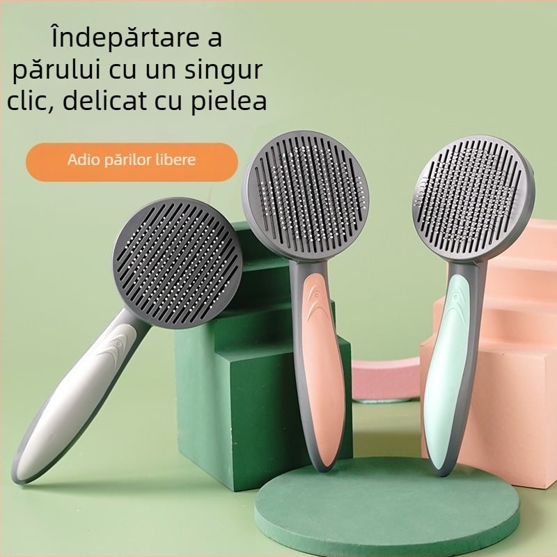 Bei Le pieptene plastic pentru îndepărtarea părului la animale de companie, auto-curățare, pentru pisici și câini