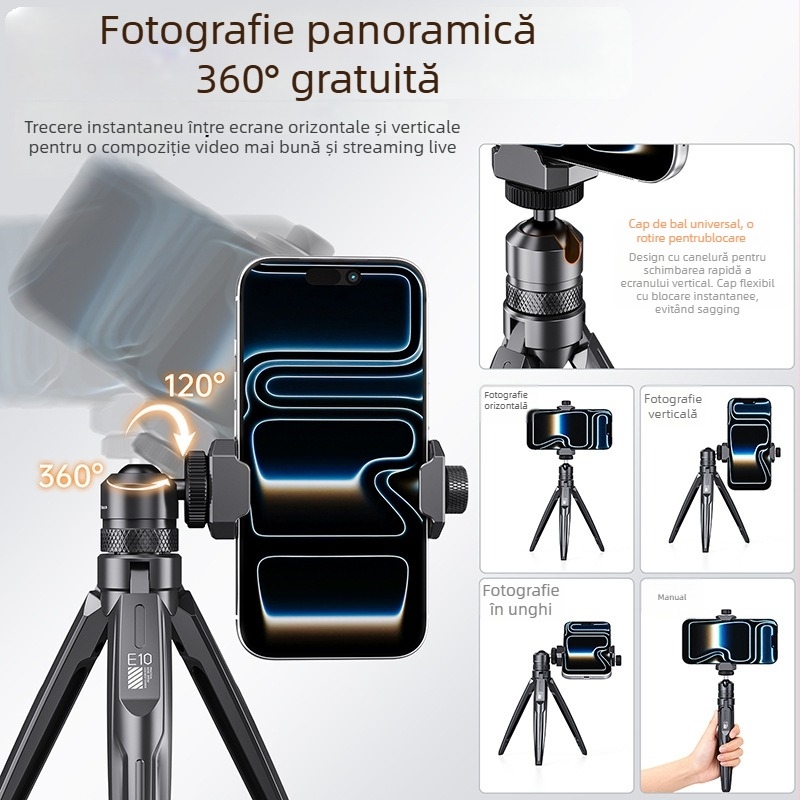 Suport de fotografie de sus, aliaj de aluminiu, trepied pliabil și portabil pentru camere fără oglindă și smartphone, stabilizare anti-vibrații