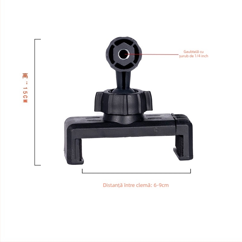 Accesoriu bracket Pipe pan/tilt pentru telefoane mobile, montaj 1/4 inch, material plastic, pentru streaming live, personalizabil