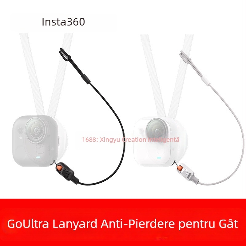 Shadowstone 360 Lanyard de gât pentru Insta360 Go Ultra, eliberare rapidă și protecție anti-pierdere; material: textile și plastic