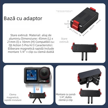 Bază magnetică cu eliberare rapidă pentru camerele DJI Osmo Action (Action 5 Pro / 4 / 3)