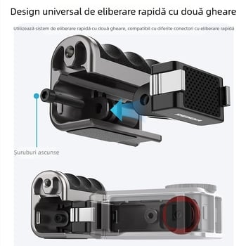 Maner din aliaj de aluminiu cu cușcă de iepure pentru DJI Action3/4/5 Pro – Cadru metalic complet