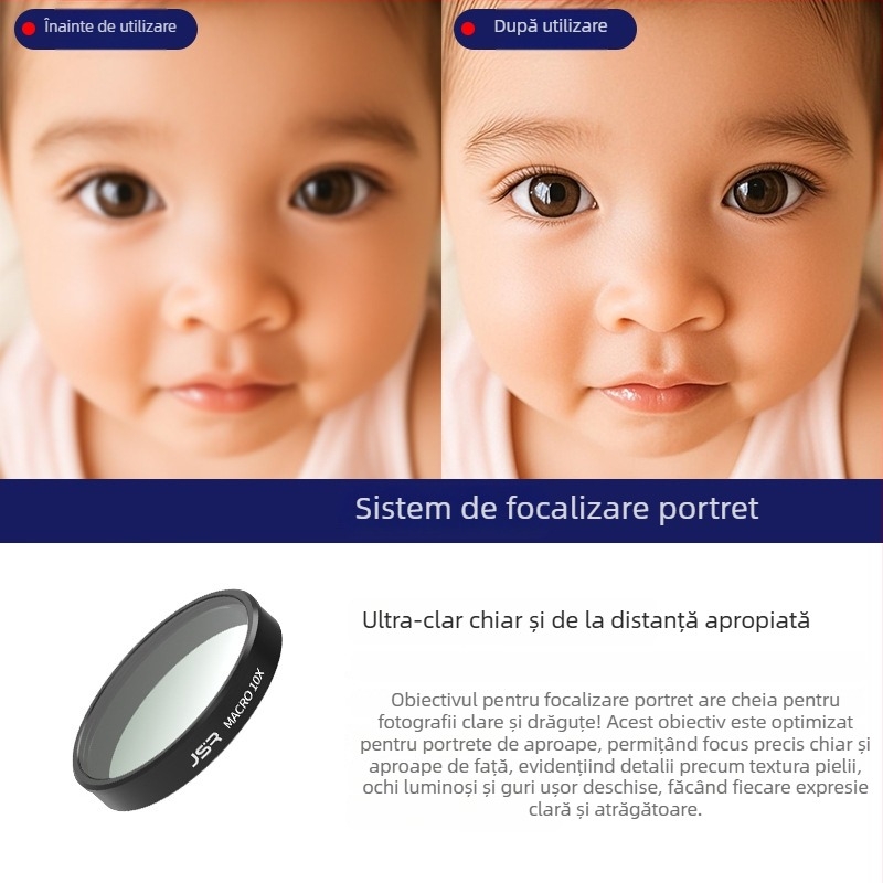 Filtru de perspectivă pentru DJI Osmo Nano, cu lentilă de focalizare pentru portret, sticlă optică, ramă din aluminiu, logo personalizat