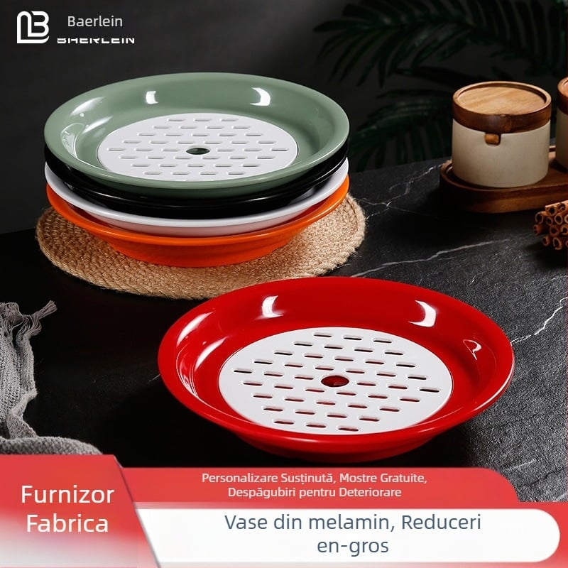 Farfurie Belleren din melamină, rotundă, stil nordic, suprafață glazată, personalizare logo