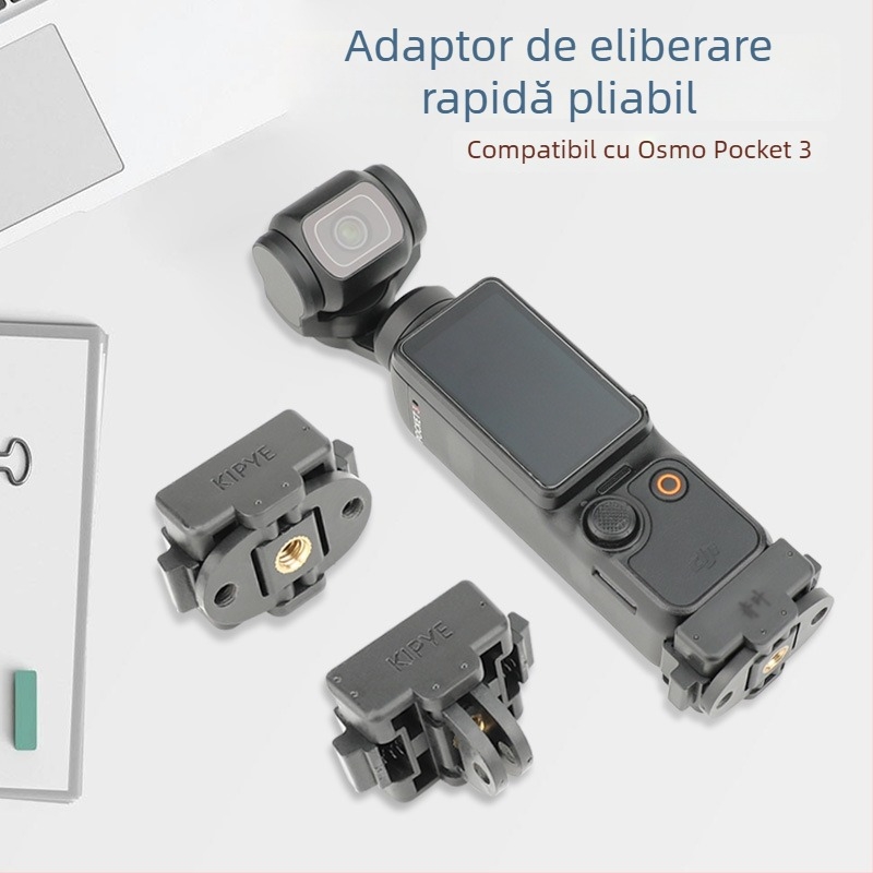 Kit suport fixare cu eliberare rapidă pentru Osmo Pocket 3, set suport pentru trepied de birou; model OP3-AD824; material: plastic și aliaj de aluminiu