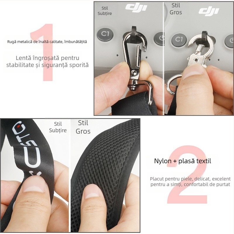 Lanyard telecomandă RCSTQ pentru DJI NEO Mini4Pro Avata2, Model 1308100, Material PA/Nylon, Logo imprimat, Cataramă unică