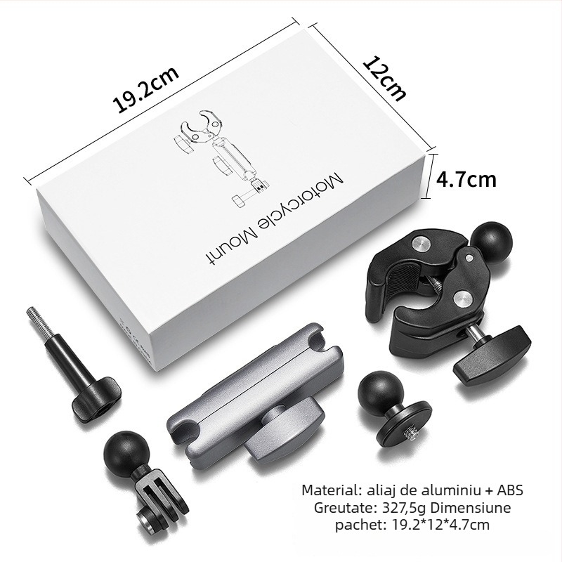 Suport auto cu ventuză GoPro / DJI Action 3/4, model ZJ-02, material: aliaj de aluminiu și nylon, universal pentru telefoane mobile și camere sportive