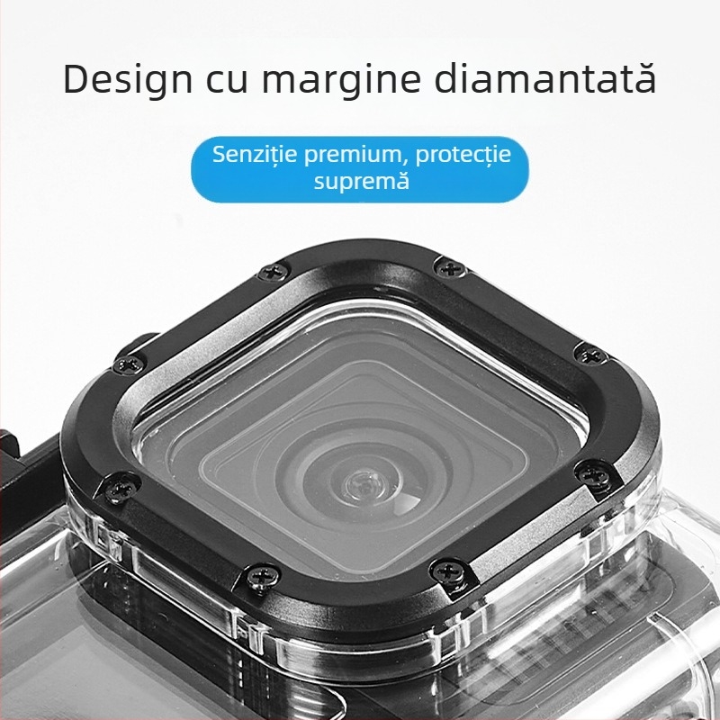Carcasă impermeabilă pentru GoPro HERO12/11/10/9 cu bază și șurub, model ZH2016, material PC+316SS
