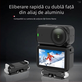 Montaj din aliaj de aluminiu cu eliberare rapidă, magnetic, compatibil Osmo Nano și DJI 360/Action4/5 camere sportive, pliere bidirecțională