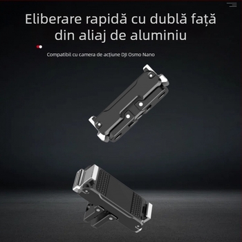 Montaj din aliaj de aluminiu cu eliberare rapidă, magnetic, compatibil Osmo Nano și DJI 360/Action4/5 camere sportive, pliere bidirecțională