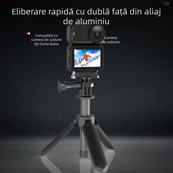 Montaj din aliaj de aluminiu cu eliberare rapidă, magnetic, compatibil Osmo Nano și DJI 360/Action4/5 camere sportive, pliere bidirecțională