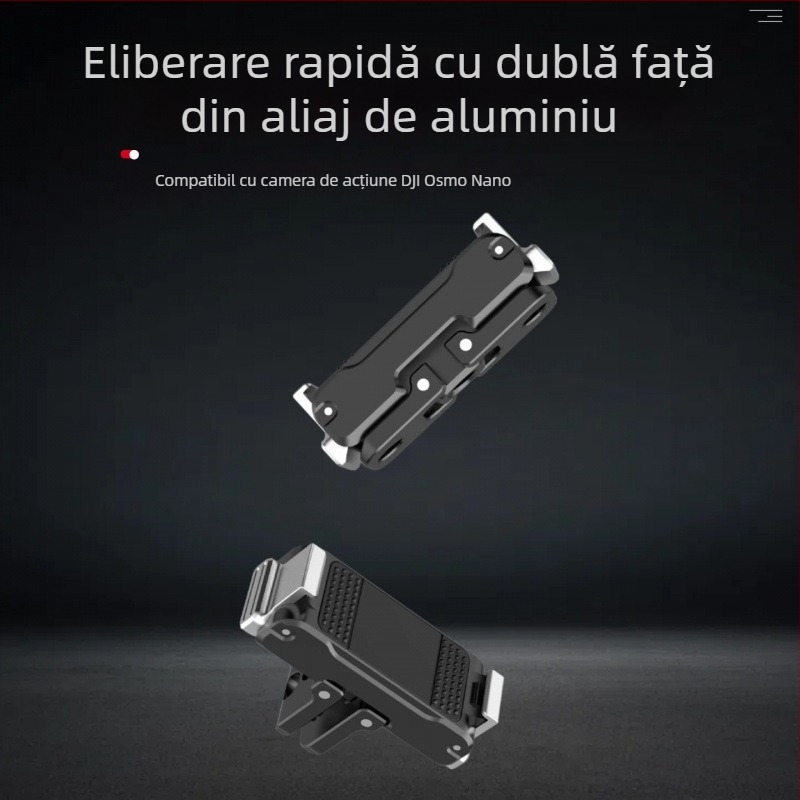 Montaj din aliaj de aluminiu cu eliberare rapidă, magnetic, compatibil Osmo Nano și DJI 360/Action4/5 camere sportive, pliere bidirecțională