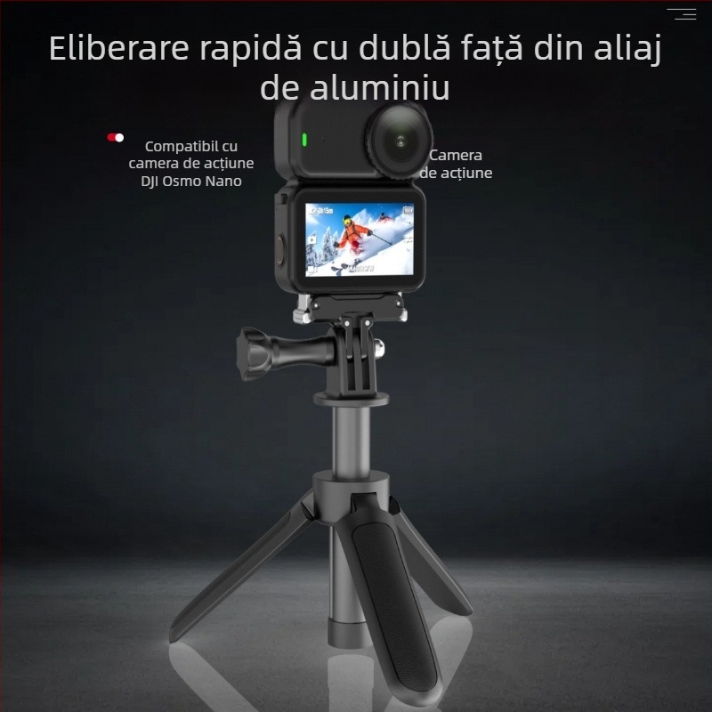 Montaj din aliaj de aluminiu cu eliberare rapidă, magnetic, compatibil Osmo Nano și DJI 360/Action4/5 camere sportive, pliere bidirecțională