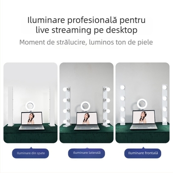 Lumină LED portabilă pentru fotografie și streaming pe birou, LED cu două rânduri, 20W, 110–265V, reglabilă intensitatea luminii