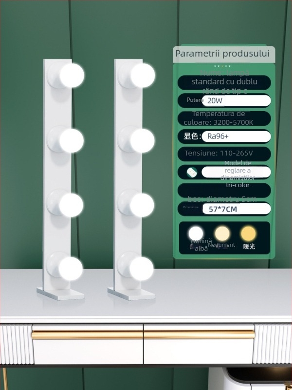 Lumină LED portabilă pentru fotografie și streaming pe birou, LED cu două rânduri, 20W, 110–265V, reglabilă intensitatea luminii