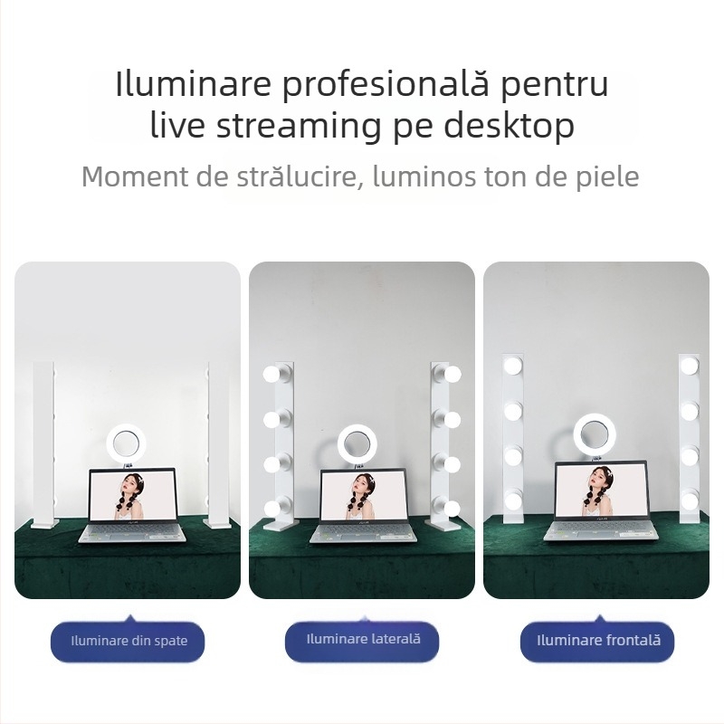 Lumină LED portabilă pentru fotografie și streaming pe birou, LED cu două rânduri, 20W, 110–265V, reglabilă intensitatea luminii