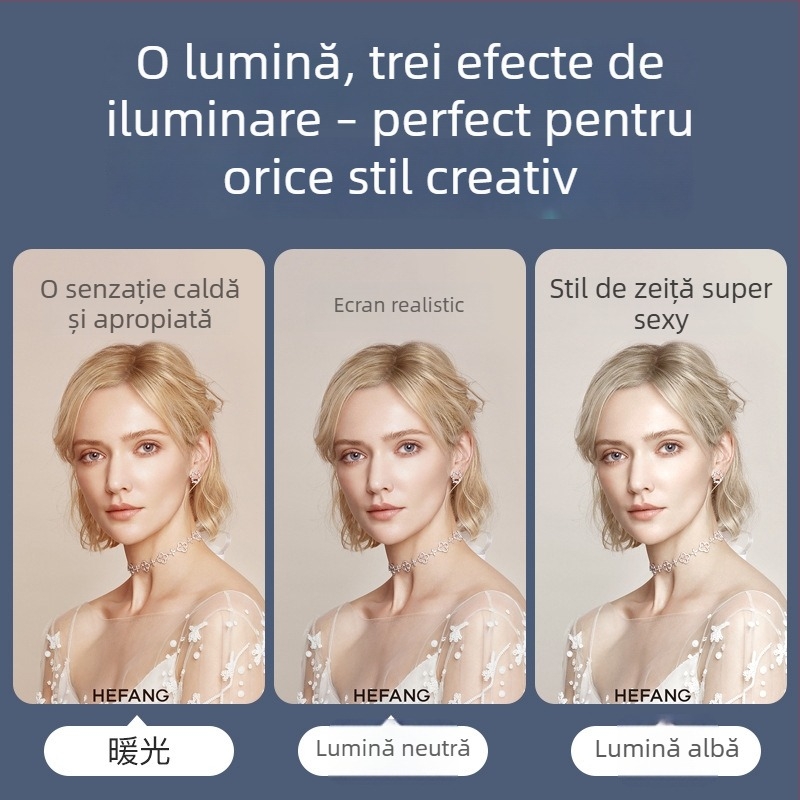Lumină LED portabilă pentru fotografie și streaming pe birou, LED cu două rânduri, 20W, 110–265V, reglabilă intensitatea luminii