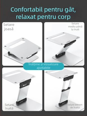 Suport pentru laptop din aliaj de aluminiu, reglabil, pliabil, ridicare pe birou, Model AS018