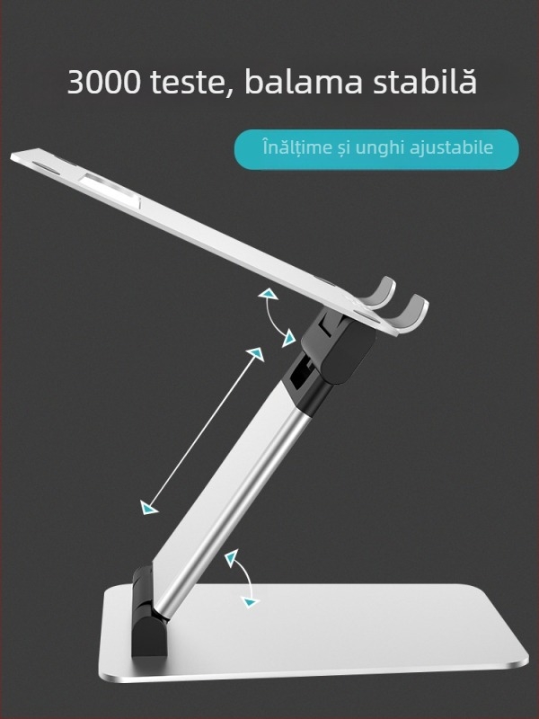 Suport pentru laptop din aliaj de aluminiu, reglabil, pliabil, ridicare pe birou, Model AS018