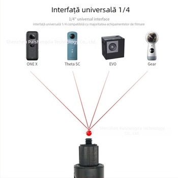Selfie stick PAISD pentru Insta360, aliaj de aluminiu, compatibil cu modelele generale, potrivit pentru camere sportive