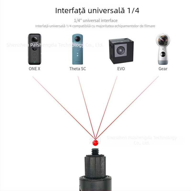 Selfie stick PAISD pentru Insta360, aliaj de aluminiu, compatibil cu modelele generale, potrivit pentru camere sportive