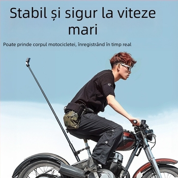 Suport de montaj pentru cameră de acțiune pe motocicletă — clemă cu două capete, universală, construcție metal/plastic/silikon