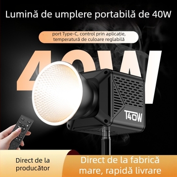 Lumină LED de umplere 40W, temperatură de culoare reglabilă 2500–9900K, model T200PRO, reglaj în mai multe trepte a luminii, 14.8V