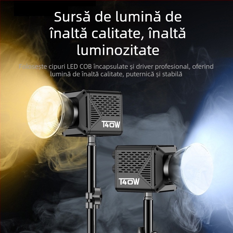 Lumină LED de umplere 40W, temperatură de culoare reglabilă 2500–9900K, model T200PRO, reglaj în mai multe trepte a luminii, 14.8V