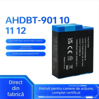 Baterie pentru cameră de acțiune AHDBT-901 10/11/12; compatibilă cu GoPro Hero 12; 3.85V; include cutie de ambalare și baterie; lansare 2024.