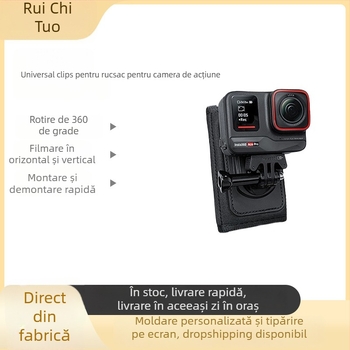 Clip pentru rucsac pentru camere de acțiune (Material: Nylon+ABS; Compatibilitate: Generală; Conținut: clip, șuruburi, bază)