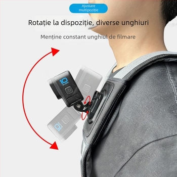 Clip pentru rucsac pentru camere de acțiune (Material: Nylon+ABS; Compatibilitate: Generală; Conținut: clip, șuruburi, bază)