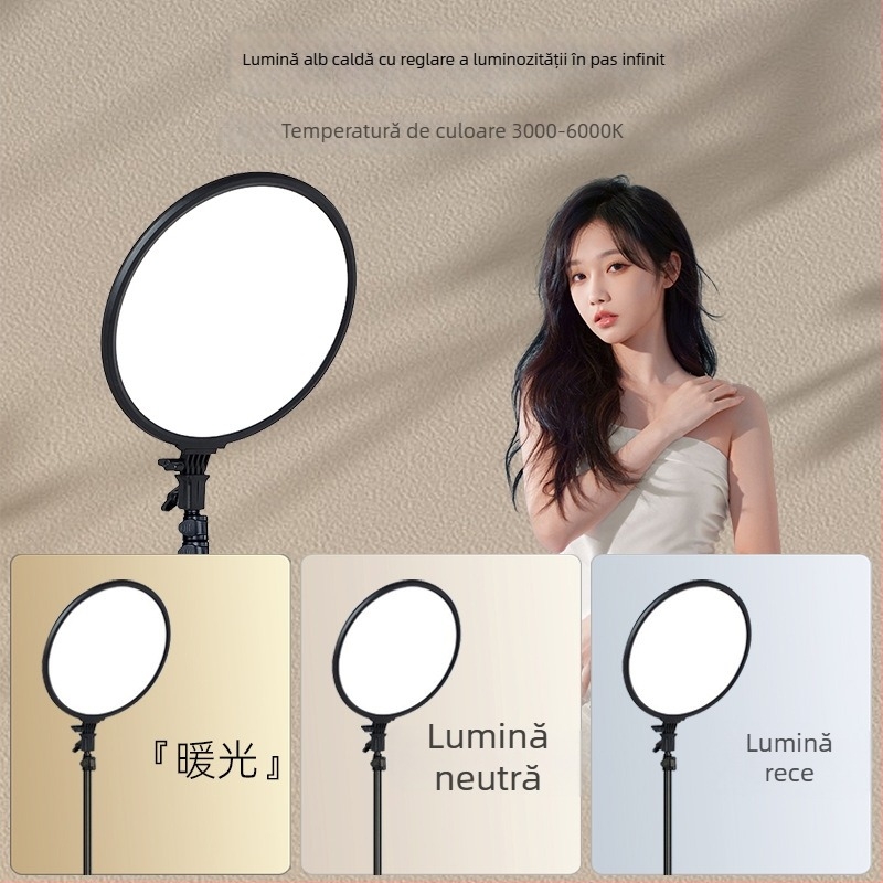 Lumină de fill pentru Live streaming cu suport NS-10, putere reglabilă 10–50W, 12V/2A, reglaj multiplu pentru live, fotografie și filmare