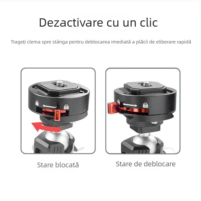 Placă cu eliberare rapidă din aliaj de aluminiu pentru trepied/cap de montaj (JF-Q2S) – sarcină 2–5 kg, greutate 120 g