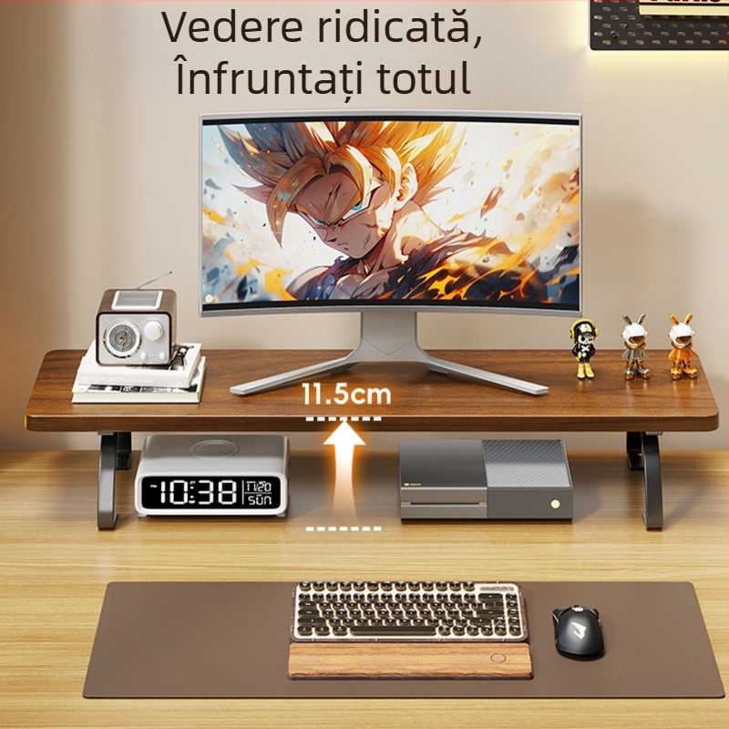 Qin qi suport pentru monitor de PC din oțel și lemn, model 2289257077922956416, compatibil pe scară largă