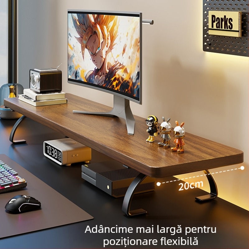 Qin qi suport pentru monitor de PC din oțel și lemn, model 2289257077922956416, compatibil pe scară largă
