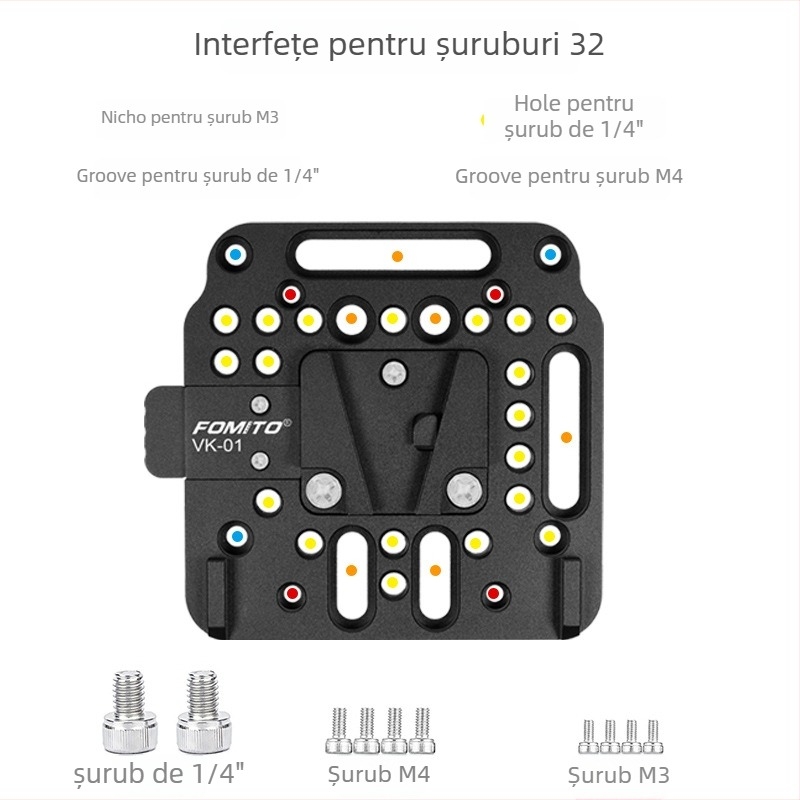 Placă de suspensie a bateriei V-port pentru cameră – aliaj de aluminiu, FS7 compatibil, plăcuță cu eliberare rapidă, greutate 0,2 kg