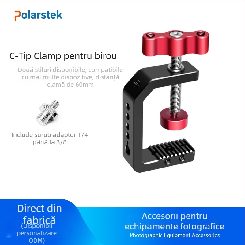 Polarstek Suport prindere cameră – prindere de masă tip C, din aliaj de aluminiu, suport pentru telefon, sarcină maximă 2 kg, greutate 200 g