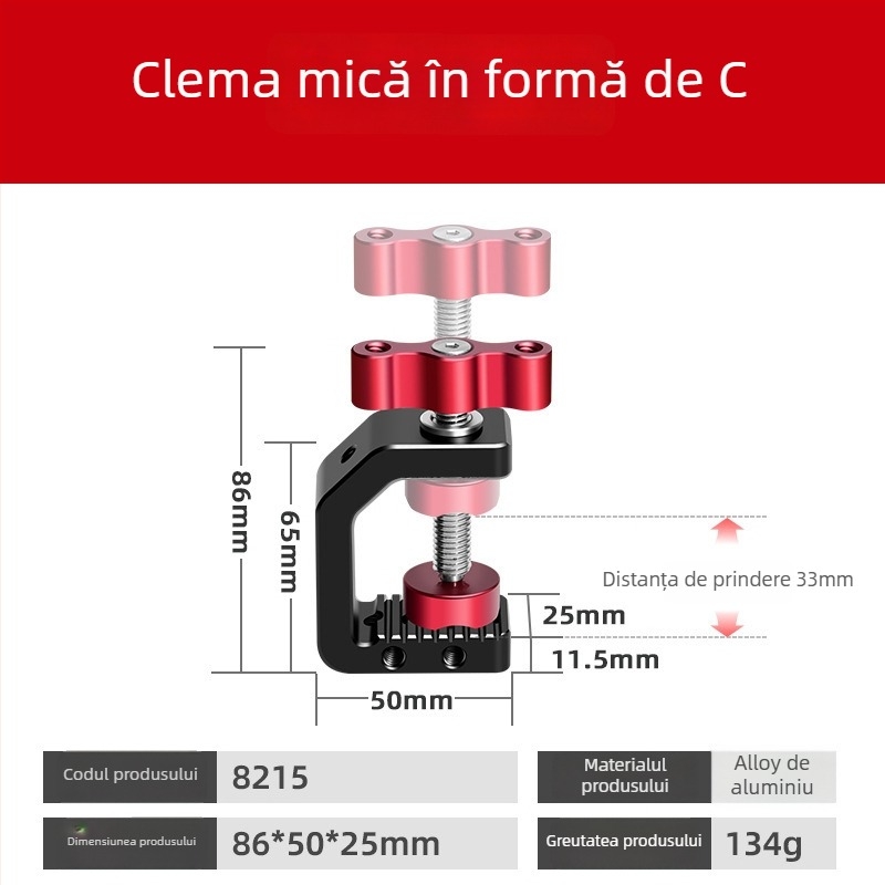 Polarstek Suport prindere cameră – prindere de masă tip C, din aliaj de aluminiu, suport pentru telefon, sarcină maximă 2 kg, greutate 200 g